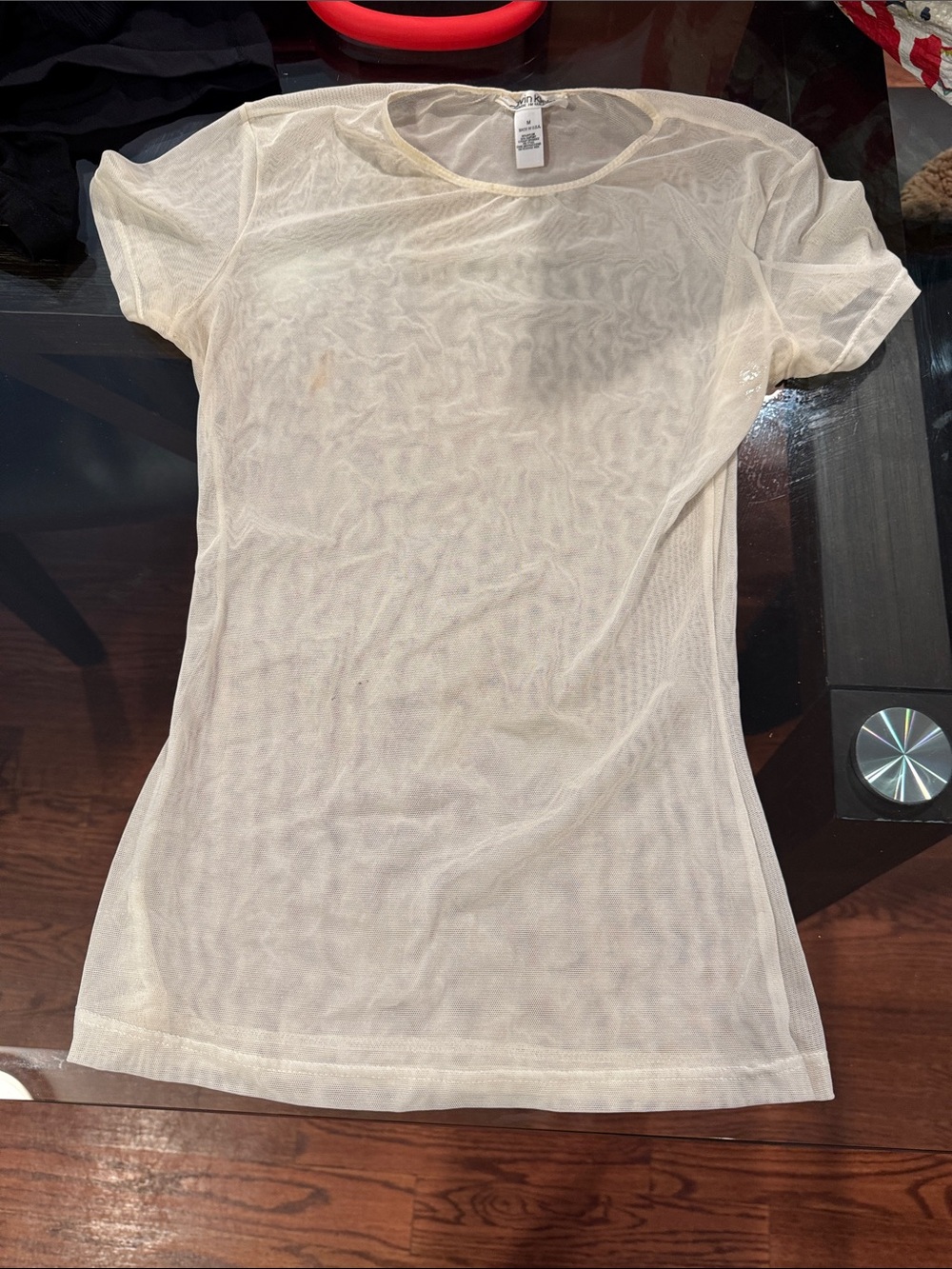 Calvin Klein Sheer Cream Short Sleeve Mesh Tee